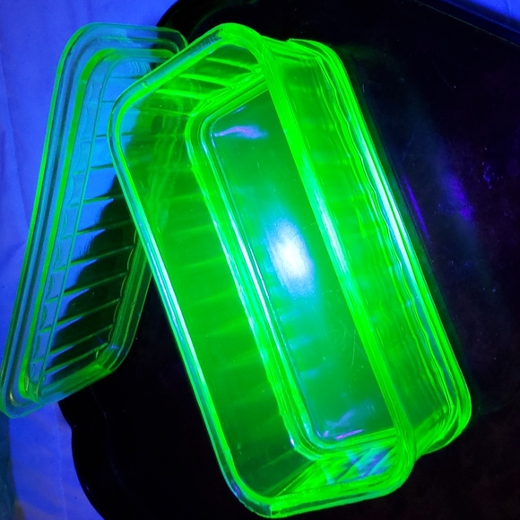 Vintage Depression Green Glass Refrigerator Dish